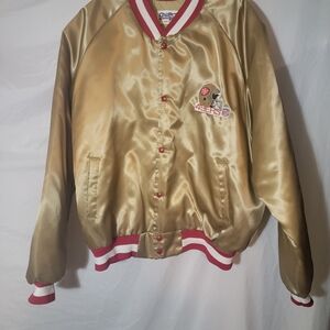 VTG Chalk Line SAN FRANCISCO 49ERS Satin Gold Bomber Snap Jacket 2X NFL USA
